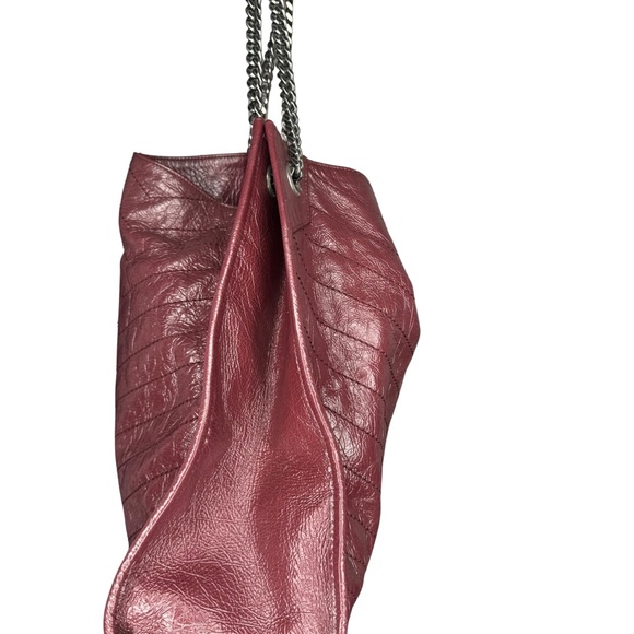 SAINT LAURENT Niki Shopper Tote Crinkled Leather Burgundy Matelasse Monogram MED - Picture 10 of 16